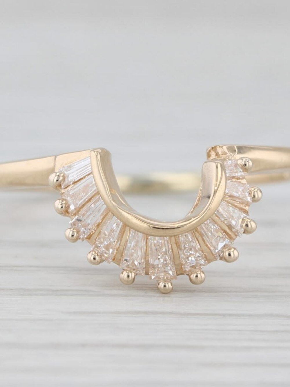 0.43ctw Diamond Baguette Ring Guard Enhancer 14k Yellow Gold Sz 10.25 Wedding